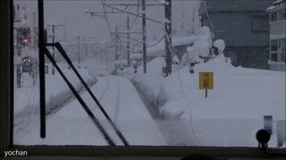 preview picture of video '【大雪】北越急行ほくほく線・前面展望 魚沼丘陵駅から六日町駅 Train (Heavy snow)'