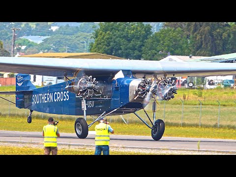 Kingsford Smith Southern Cross Fokker Trimotor First Display Flight after 12-Year Reconstruction