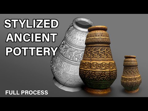 Zbrush 2020, Substance Painter, - stylized ancient pottery game ready asset.