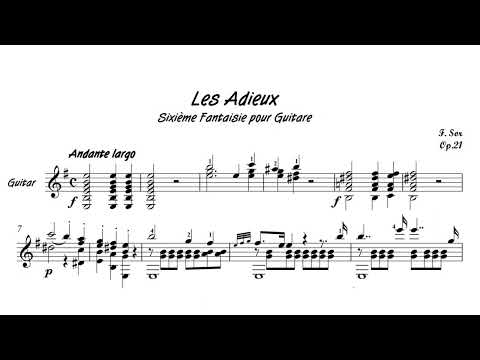 Fernando Sor - Les Adieux Op. 21 - Score Video (partitura)