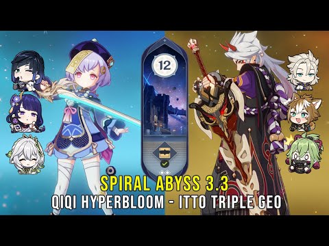 C1 Qiqi Hyperbloom and C0 Itto Triple Geo - Genshin Impact Abyss 3.3 - Floor 12 9 Stars