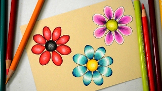 3 Ways to Color a Basic Flower with Prismacolor Colored Pencils