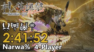 【RTA】モンスターハンターライズ Narwa% 2:41:52 (4人マルチ)【コメ付き】