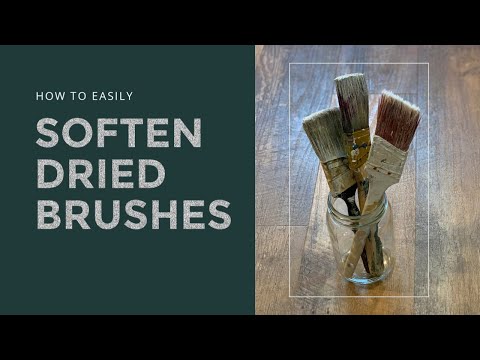 Part of a video titled How to Soften Hard Paintbrushes with Vinegar - YouTube