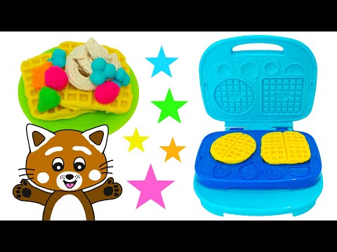 Pukkins gör roliga våfflor - Lek och lär dig färger med Play Doh - Lek med oss