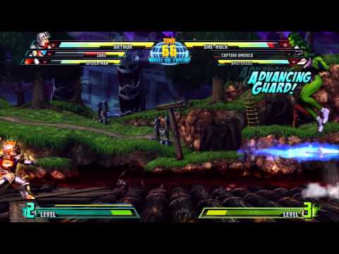 Marvel vs Capcom 3 'Zero, Arthur, Spider-Man vs Captain America, She-Hulk, Amaterasu' [HD]