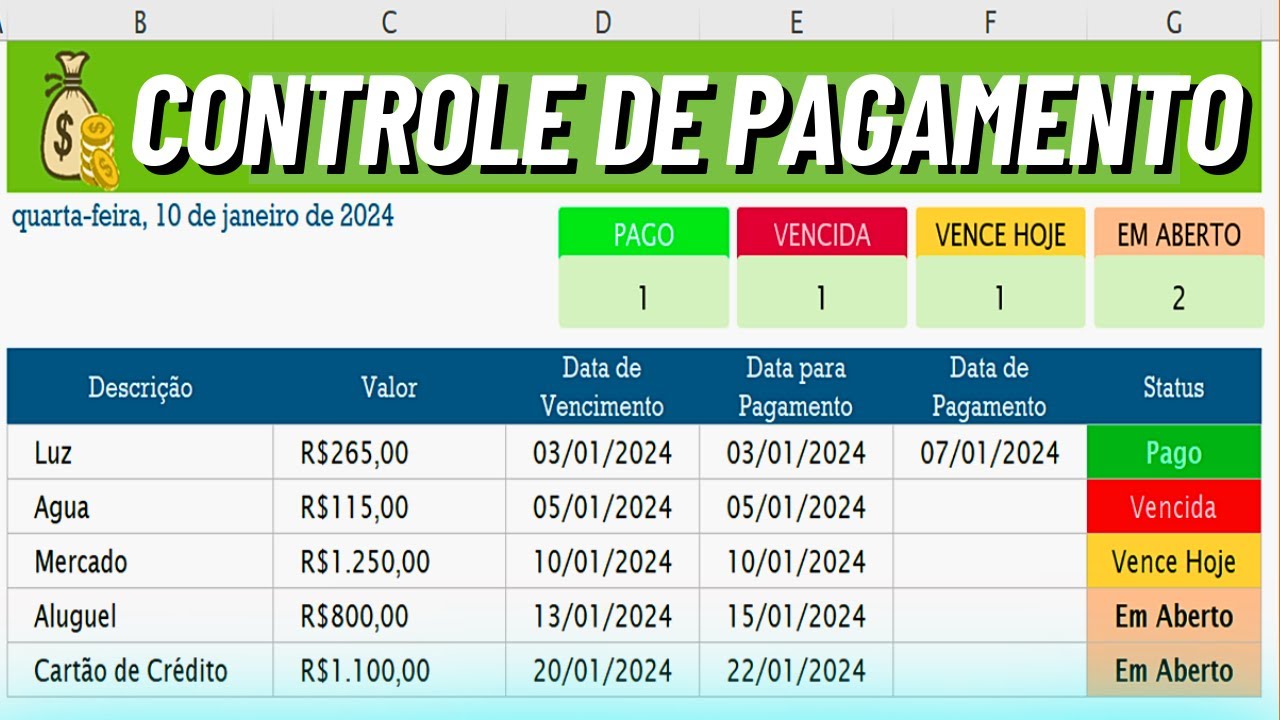 Como Fazer Planilha de Controle de Pagamento com Alerta de Vencimento no Excel