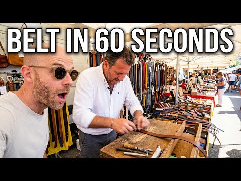 🇮🇹 This Italian Belt Maker is Impossibly Fast | Verbania Market | Ep.7 #italytravel #italianmarket