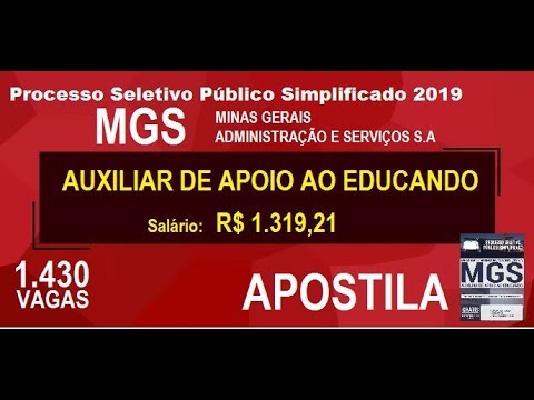 Apostila Processo Seletivo Público Simplificado MGS 2019 Auxiliar de Apoio ao Educando
