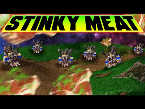 Throwing my meat at them and slapping them with wood! - WC3 - Grubby