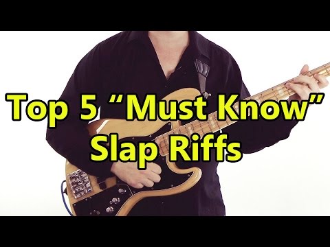 Top 5 'Must Know' Slap Riffs - HD Bass Lesson - inc. Flea, Mark King, Larry Graham