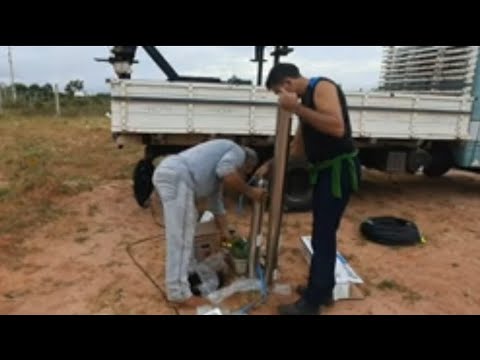 Teste de vazão de água no poço artesiano no bairro Boa Esperança em Alto Garças MT