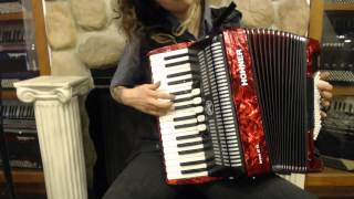 Video thumbnail for 5725 - Like New Red Hohner Bravo III Piano Accordion LMM 34 72 $1499 by Liberty Bellows