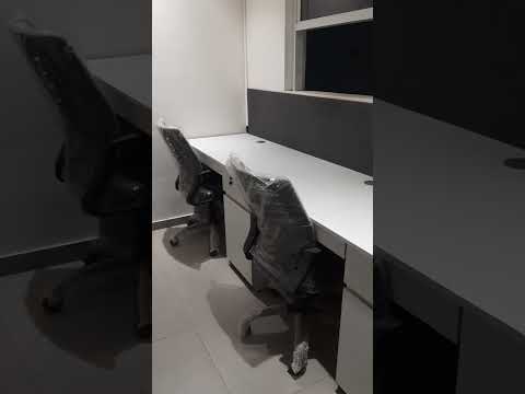 White office linear workstations, seating capacity: 3 seater