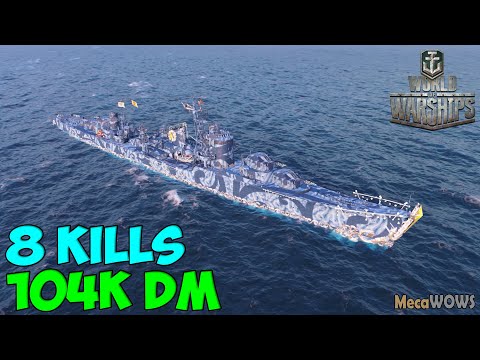 World of WarShips | Kitakaze | 8 KILLS | 104K Damage - Replay Gameplay 4K 60 fps