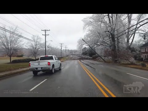 2-13-21 Greensboro, NC - Ice Storm, Trees Down Blocking Road