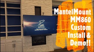 MantelMount MM860 & Samsung Frame TV Custom Install & Demo!! Motorized Drop Down & Swivel TV Mount