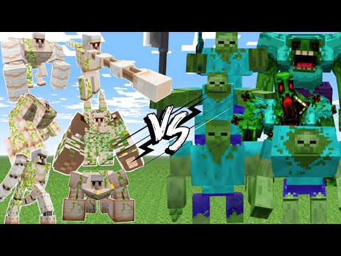 All Golem Vs All Zombie in Minecraft
