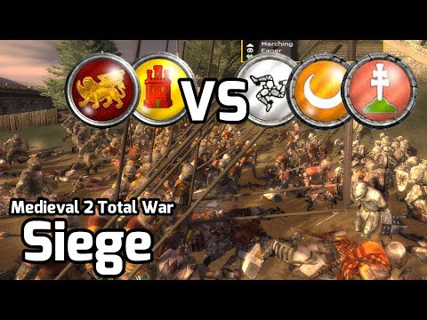Medieval 2 Total War Online Battle #173 (2v3 Siege) - Fight for the Standard!!