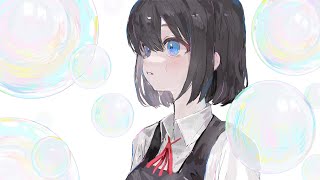 「泣いてしまうね」の文字が瞳からこぼれるみたいな位置で表示されるの、スマホの小さい画面で見てると涙に見える - リリィ / feat.倚水