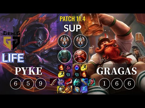 GEN Life Pyke vs Gragas Sup - KR Patch 11.4