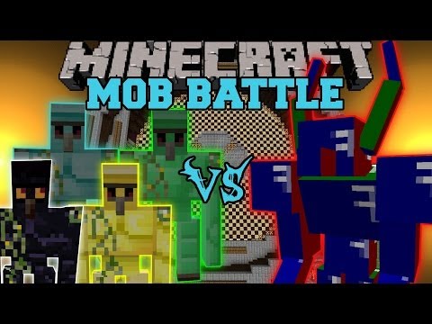 Diamond Golem, Emerald Golem, Gold Golem and Obsidian Golem Vs. Apis - Minecraft Mob Battles