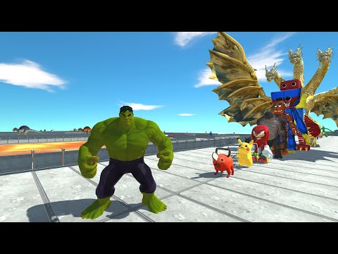 The Hulk vs Pikachu LAVA DEATH RUN - Animal Revolt Battle Simulator