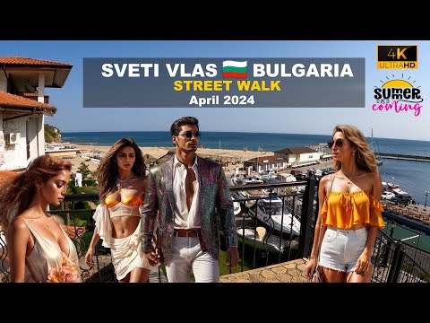 Walking 🛥️ Sveti Vlas ☀️Before the season 🇧🇬 Bulgaria - April 2024 -4k 60FPS