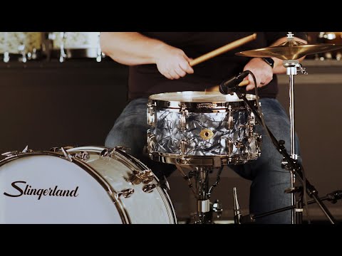 Slingerland Radio King Limited Edition 14x05 - Black Diamond Pearl Wrap image 6