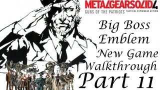 MGS4 Big Boss Emblem New Game Walkthrough Part 11 Crying Wolf Boss Battle No Damage Non-Lethal
