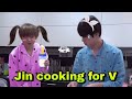 Jin cooking for V trip lunch 😋  #bts #tripfood #cutelife