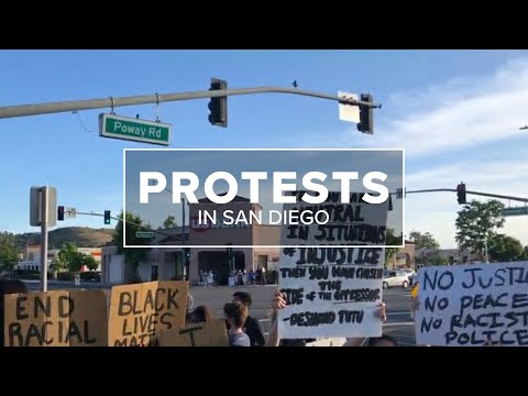Protests continue in downtown San Diego on Sunday afternoon