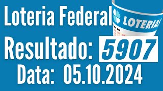 ⚡ Resultado da Federal de hoje, RESULTADO DA FEDERAL 5907 DE HOJE,  LOTERIA FEDERAL DE HOJE,