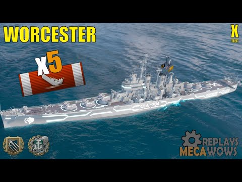 Worcester 99k Dmg 5 Kills | World of Warships Gameplay
