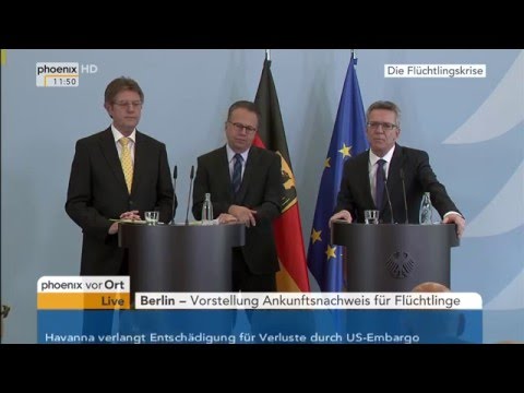 Ankunftsnachweis für Flüchtlinge: PK mit Thomas de Maizière am 09.12.2015