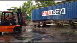 How to Unloading container 40ft with forklift