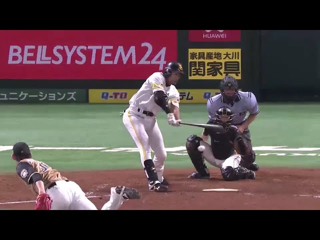 【5回裏】チャンスの場面でホークス・柳田 強襲ヒットで2点差に!! 2016/8/6 H-F