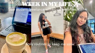 week in my life as a law student, freelancer, & content creator! || daily routines to manage life!