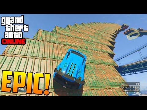 WTF?! MEGA RAMPA RARA DOBLADA!! - Gameplay GTA 5 Online Funny Moments (Carrera GTA V PS4)