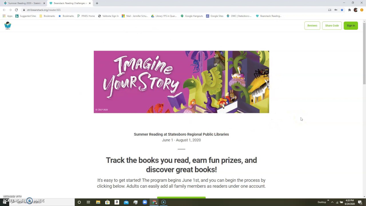 Registering for Beanstack - Web version