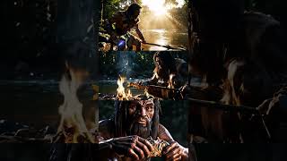 "Day in the Life of a Caveman: Fishing, Fire, and Feast – Cinematic Primitive Vlog" #primitivelife