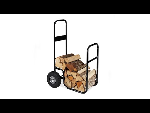 Chariot à bois en acier Noir - Métal - Matière plastique - 53 x 107 x 69 cm