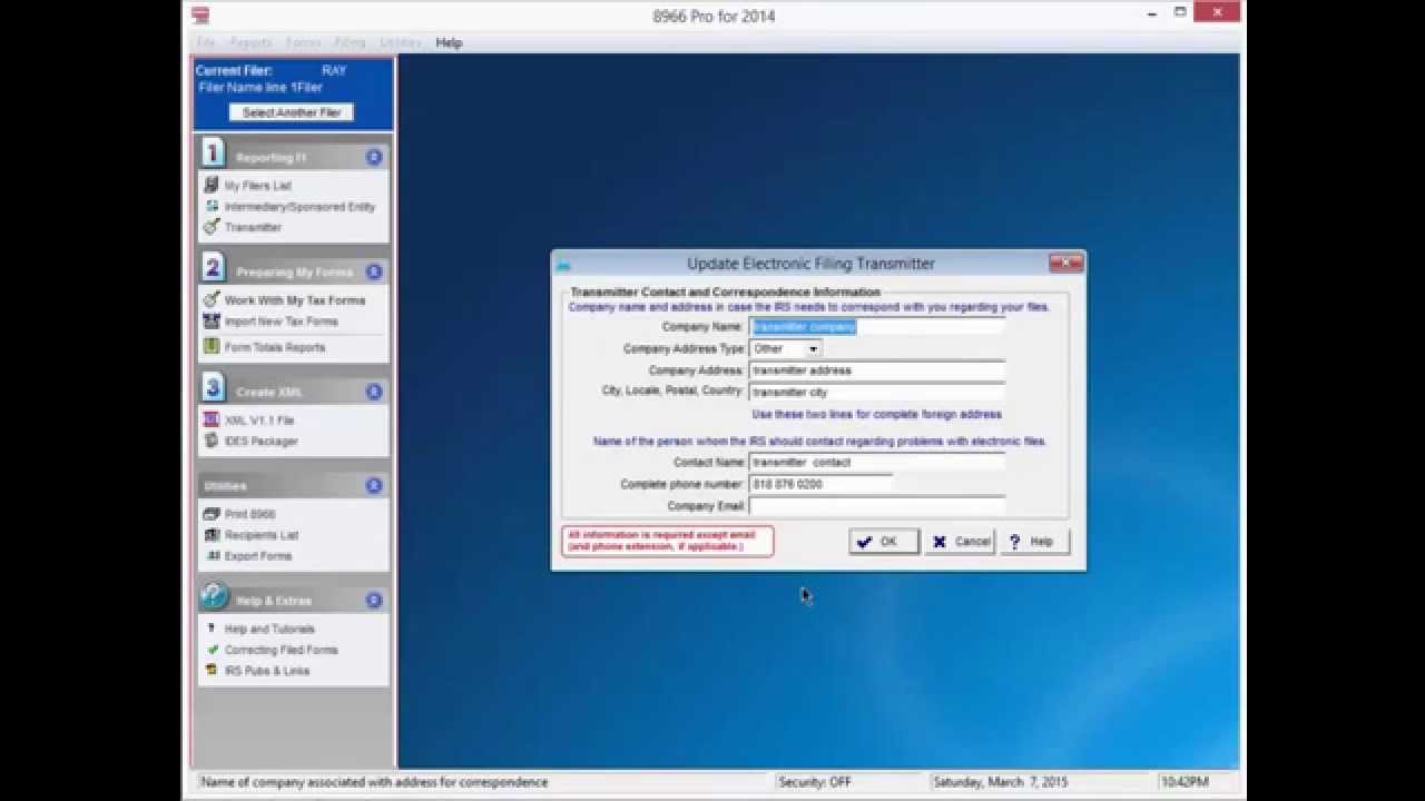 FATCA 8966 Professional Software Tutorial