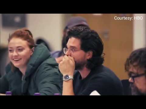 Kit Harington realizing Jon Snow kills Daenerys And Arya kill night king at the final table