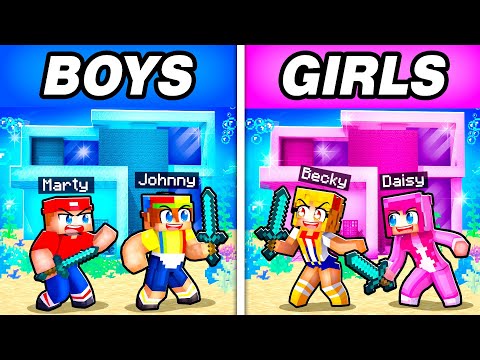 BOYS vs GIRLS UNDERWATER HOUSE Battle In Minecraft!