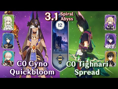 Spiral Abyss 3.1 - C0 Cyno Quickbloom & C0 Tighnari Spread | Floor 12 Full Stars | Genshin Impact
