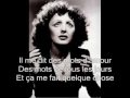 Edith Piaf -La vie en rose with lyrics 