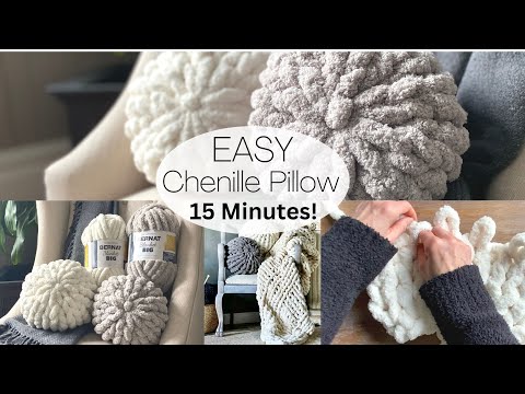 How to Hand Knit a Chenille Round Ball Pillow in 15 min! 🧶 🪢