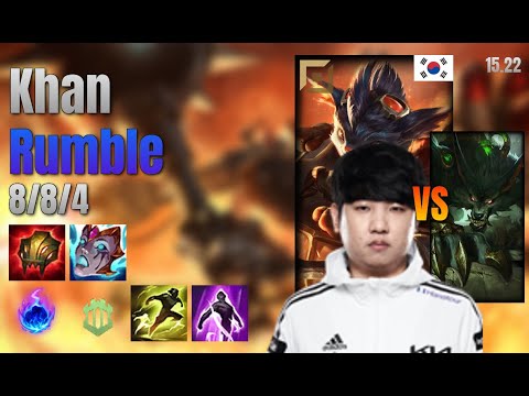 Khan Top Rumble vs Warwick lol KR solo rank Full Game 15.22 | 칸 럼블 vs 워윅