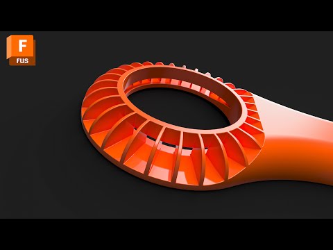 This video is a tutorial demonstrating how to design a blended fan grille using Autodesk Fusion 360, specifically focusing on creating curved blade transitions.